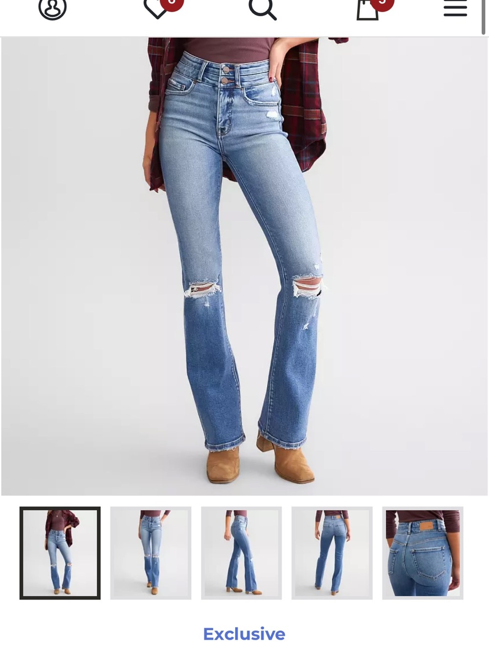 BKE Women's Light Blue Distressed Bootcut Jeans